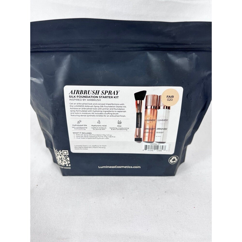 New LUMINESS Airbrush Spray Silk Foundation Starter Kit + Dual Brush Fair 020